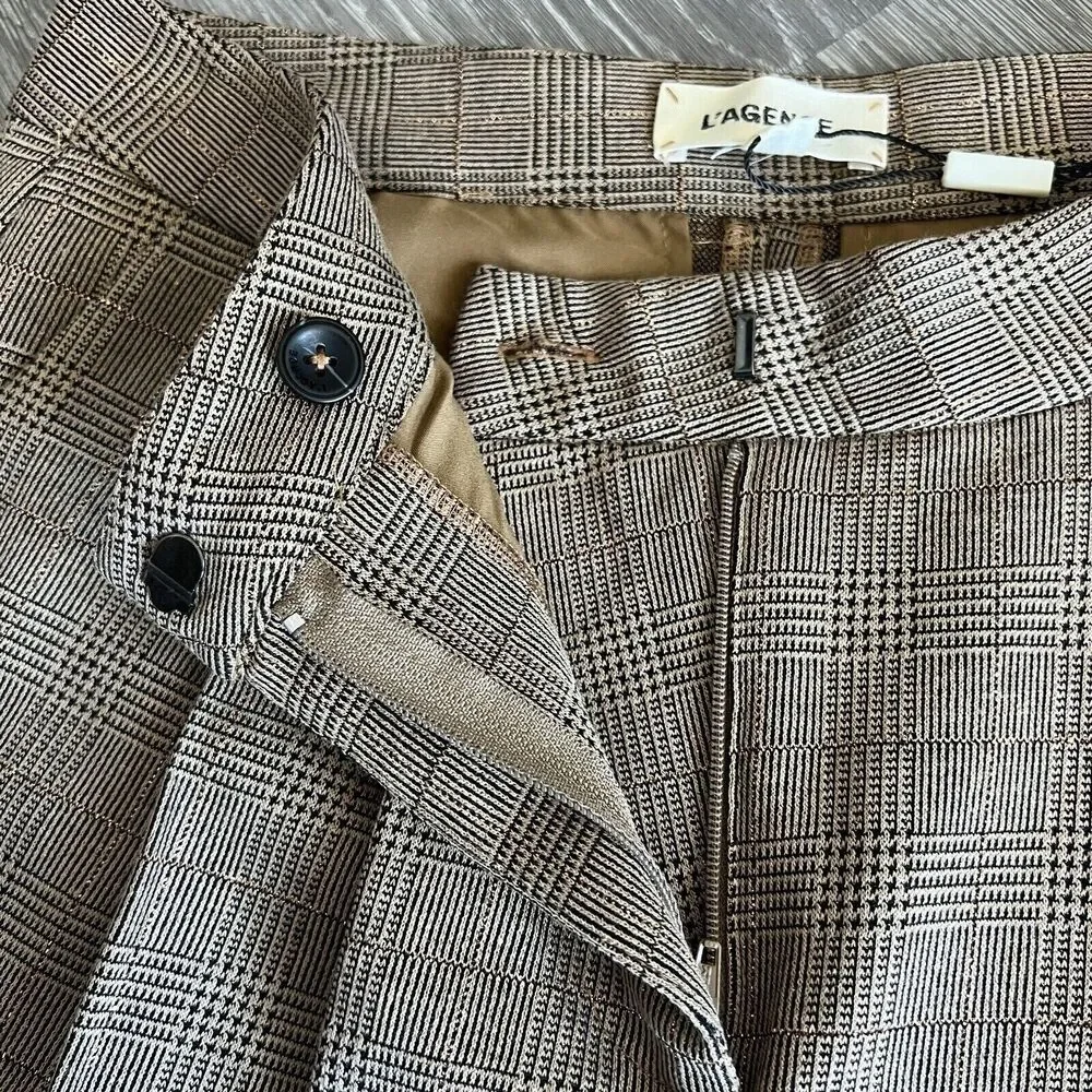 L’Agence Mabel Culotte Shorts Womens Size 2 Brown Plaid